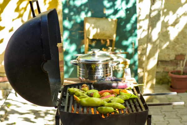 Pörkölt Zöldség Kertben Barbecue Vinica Macedónia — Stock Fotó