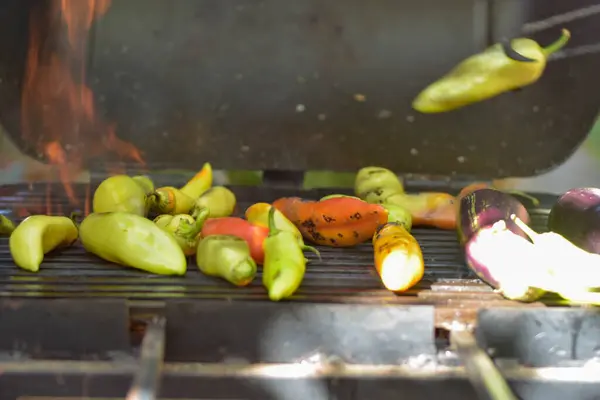 Légumes Rôtis Dans Cour Arrière Barbecue Vinica Macédoine — Photo