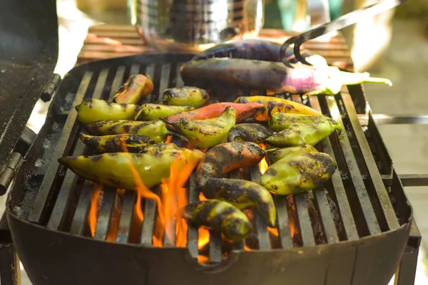 Roasted Vegetables Back Yard Barbecue Vinica Macedonia — Stock Photo, Image