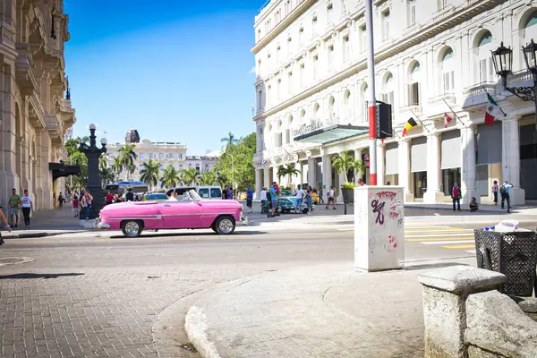 Havanna Régi Veterán Autóutcái Kuba — Stock Fotó