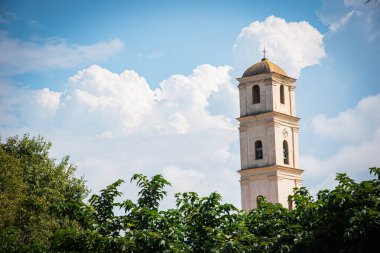 Manzara, kırsal kilise Calvi, Korsika, Fransa