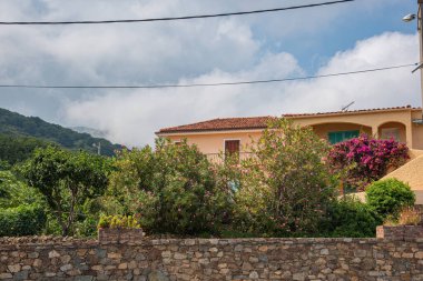 Manzara, kırsal kilise Calvi, Korsika, Fransa