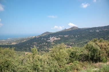 Manzara, kırsal kilise Calvi, Korsika, Fransa