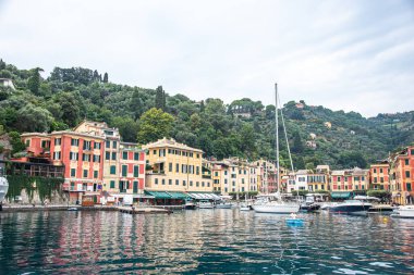 Panoramik manzara ve Portofino, İtalya