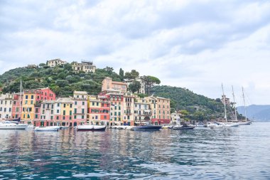 Panoramik manzara ve Portofino, İtalya