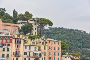 Panoramik manzara ve Portofino, İtalya