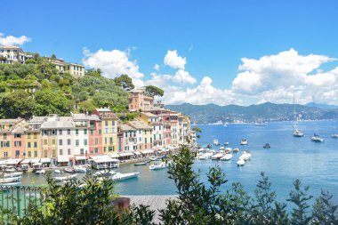 Portofino, İtalya 'ya Panoramik Görünüm