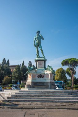 Floransa, İtalya. Piazzale Michelangelo 'dan şehrin havadan görüntüsü
