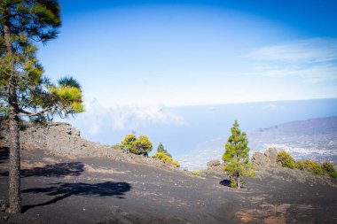 İspanya 'nın Kanarya Adaları, La Palma adasındaki volkanik manzara