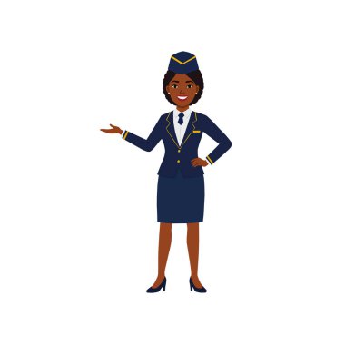 Beyaz arka planda tek tip vektör çizimi yapan hostes