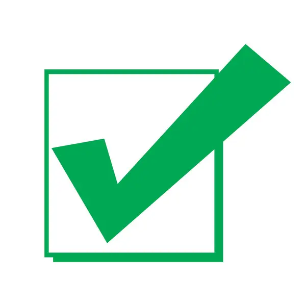 Beyaz arkaplanda yeşil işaret simgesi. Vektör illüstrasyonu.