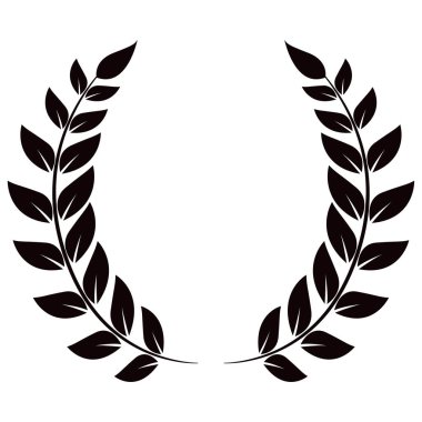 Laurel çelengi beyaz bir arkaplanda izole edilmiş. Zafer, onur ve başarının klasik bir sembolünün düz vektör çizimi. Logolar, ödüller, amblemler ve tasarım elementleri için mükemmel..