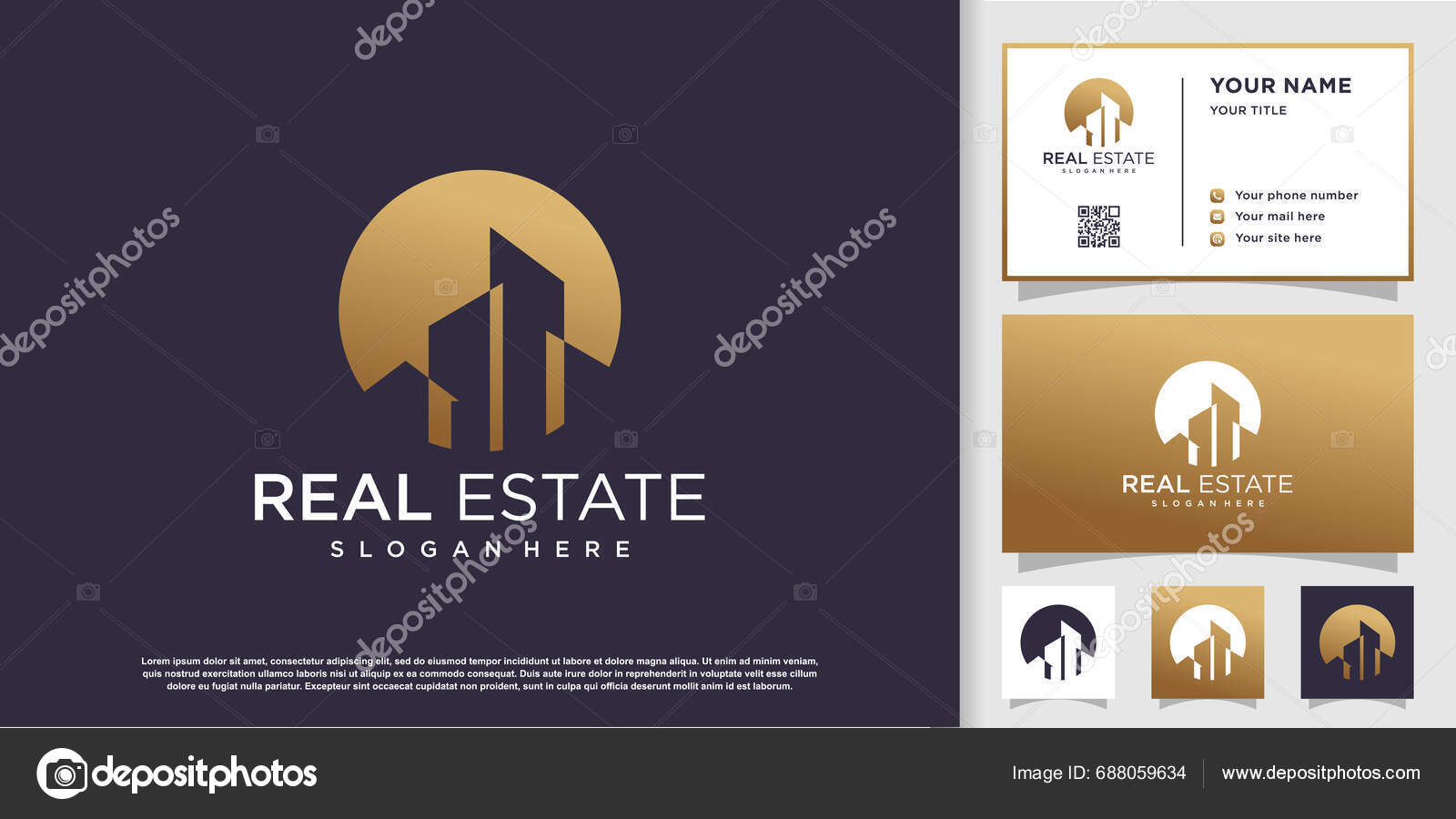 Real Estate Logo Design Template Premium Vector Stock Vector by