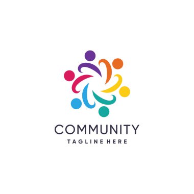 Topluluk logosu tasarım vektörü Premium Vektörü