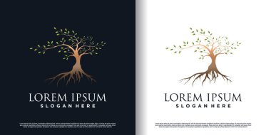 Yaratıcı konsept tasarım premium vektörü olan doğa ağacı logosu