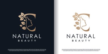 letter c  logo with natural beauty concept premium vector clipart