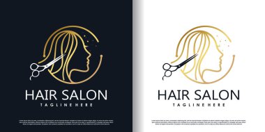 hair cut logo design for fashion with creative concept premium vector clipart