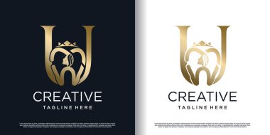 U harfi konsept premium vektörlü diş güzelliği logosu simgesi