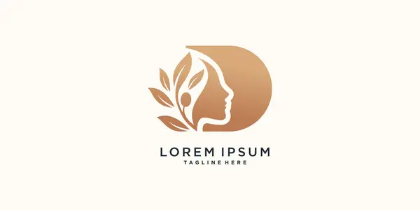 D harfi konsept tasarımı Premium Vektörü olan kadın güzellik logosu simgesi