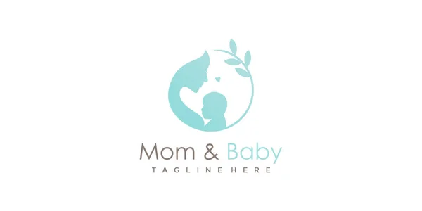 Anne ve bebek logosu modern eşsiz stil Premium Vector ile tasarlandı.