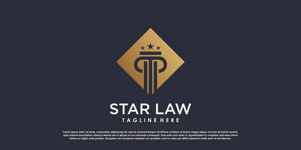 Adalet hukuku logosu yıldız elementi ve yaratıcı konsept Premium Vektörü tasarım şablonu