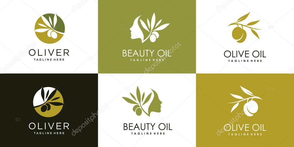 Olive oil and beauty logo collcetion for company Premium Vector