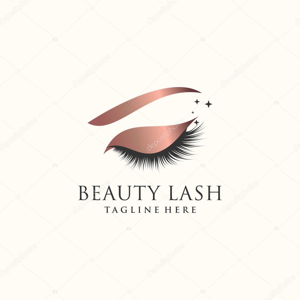 Eyelashes logo icon with modern beauty concept design Premium Vector