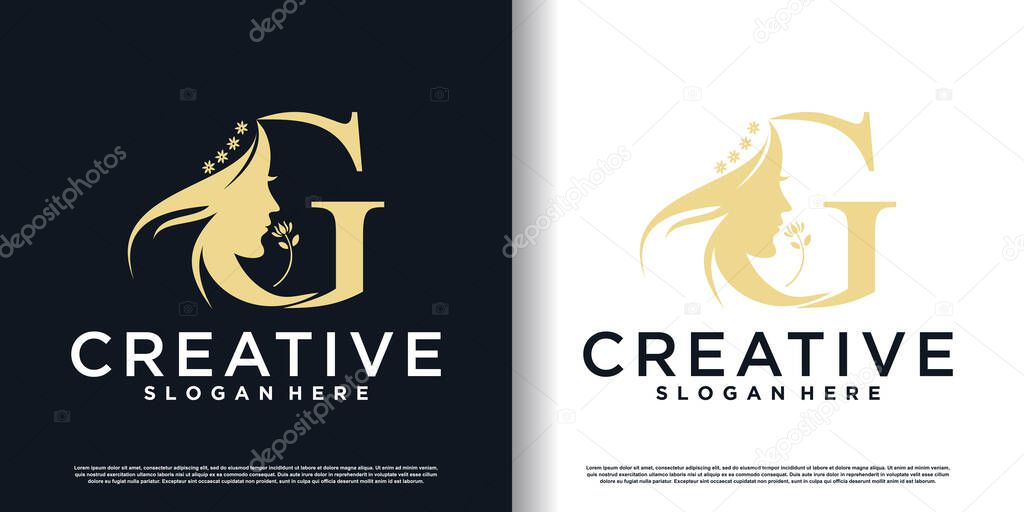 Letter logo G with beauty concept Premium Vector