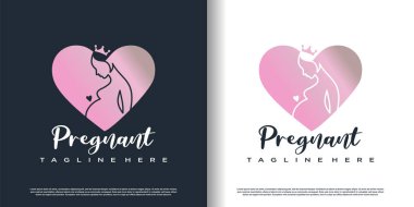 Modern eşsiz stile sahip hamile logosu tasarımı Premium Vektörü