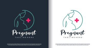 Modern stil konsept premium vektörüne sahip hamile logo tasarımı vektörü