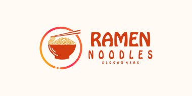 ramen logo tasarımı yaratıcı modern konsept premium vektörü