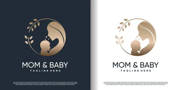 Anne ve bebek logosu modern eşsiz stil Premium Vector ile tasarlandı.