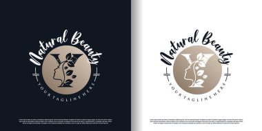 harf logosu ve doğa güzelliği konsept tasarım premium vektörü