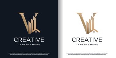 Konsept premium vektörlü v harfi logo tasarım şablonu