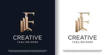 Konsept premium vektörlü f logo tasarım şablonu