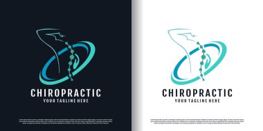 Kayropraktik logo tasarım vektörü ve yaratıcı eşsiz konsept premium vektörü