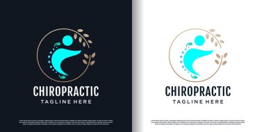 Kayropraktik logo tasarım vektörü ve yaratıcı eşsiz konsept premium vektörü
