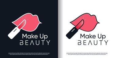 Yaratıcı konsept premium vektörlü makyaj logosu tasarımı