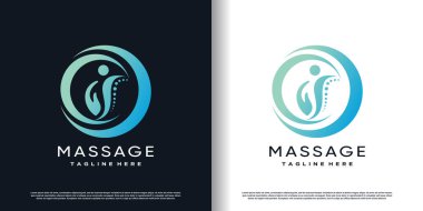 Kayropraktik logo tasarım vektörü ve yaratıcı eşsiz konsept premium vektörü