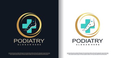 Yaratıcı konsept tasarım premium vektörü olan podiatry logo simgesi
