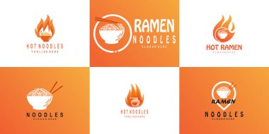 ramen logo tasarımı koleksiyonu yaratıcı modern konsept premium vektörü