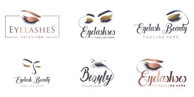 Kirpiklerin logo tasarımı koleksiyonu yaratıcı eşsiz stil Premium Vektörü