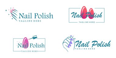 Modern yaratıcı ve eşsiz konsept tasarımı olan oje logosu koleksiyonu Premium Vector