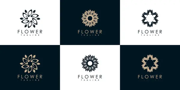 Yaratıcı konsept premium vektörlü çiçek logosu koleksiyonu