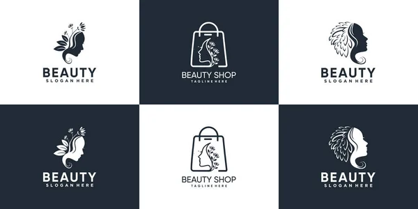 Nature beauty logo design collection with unique style Premium Vector