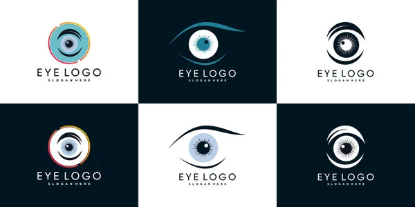 Yaratıcı ve modern konsept premium vektörü olan göz bakım logosu simgesi