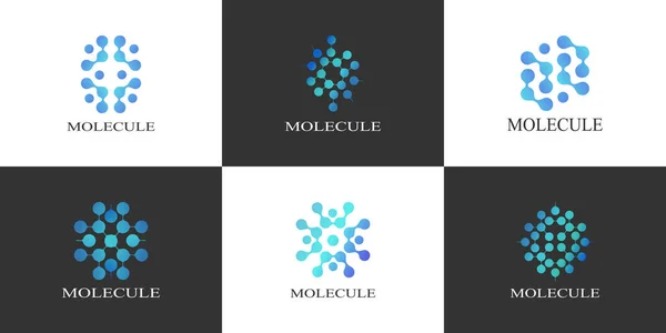 Yaratıcı konsept premium vektörü olan molekül logo tasarımı koleksiyonu
