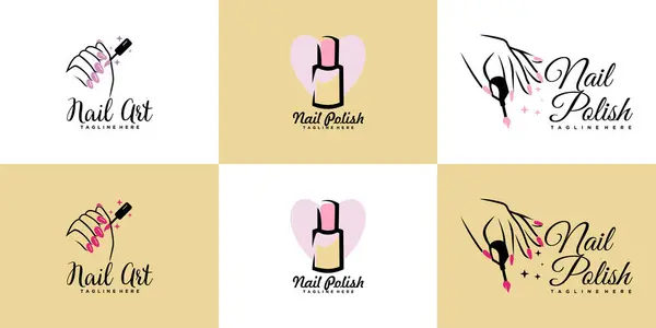 Modern yaratıcı ve eşsiz konsept tasarımı olan oje logosu koleksiyonu Premium Vector