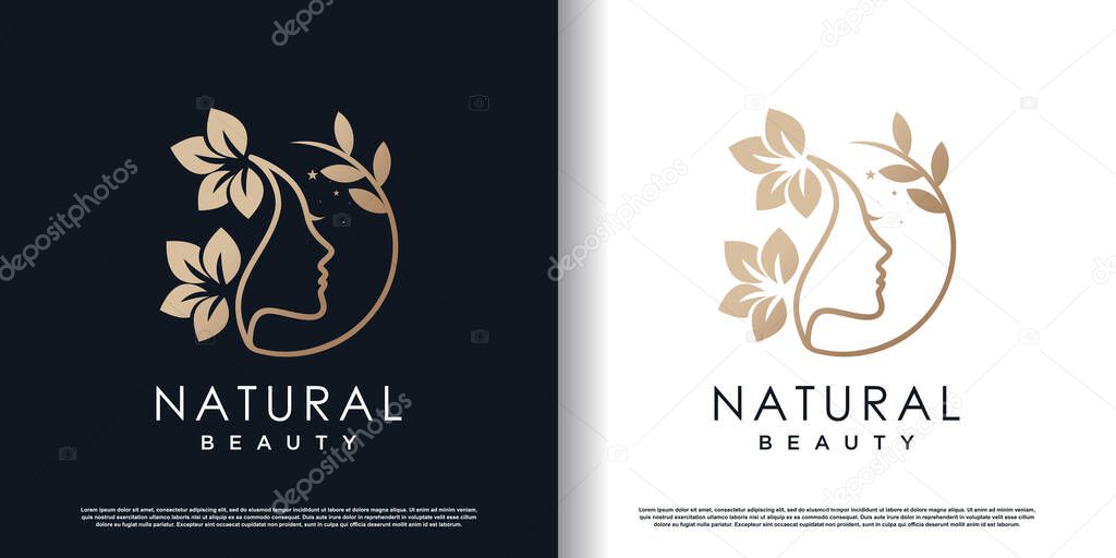 Beauty women logo with creative unique concept premium vector