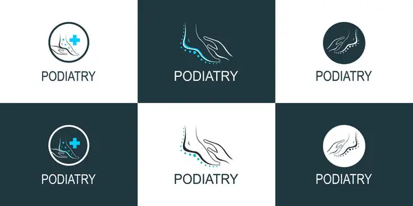 Yaratıcı konsept tasarım premium vektörü olan podiatry logo tasarımı koleksiyonu